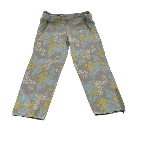 Liz Claiborne Womens Tropical Print Pants Size 12 Cotton Zip Hem & Pockets - Picture 1 of 9